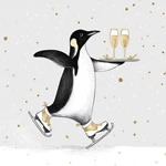 Greetings Card: Penguins and Glasses
