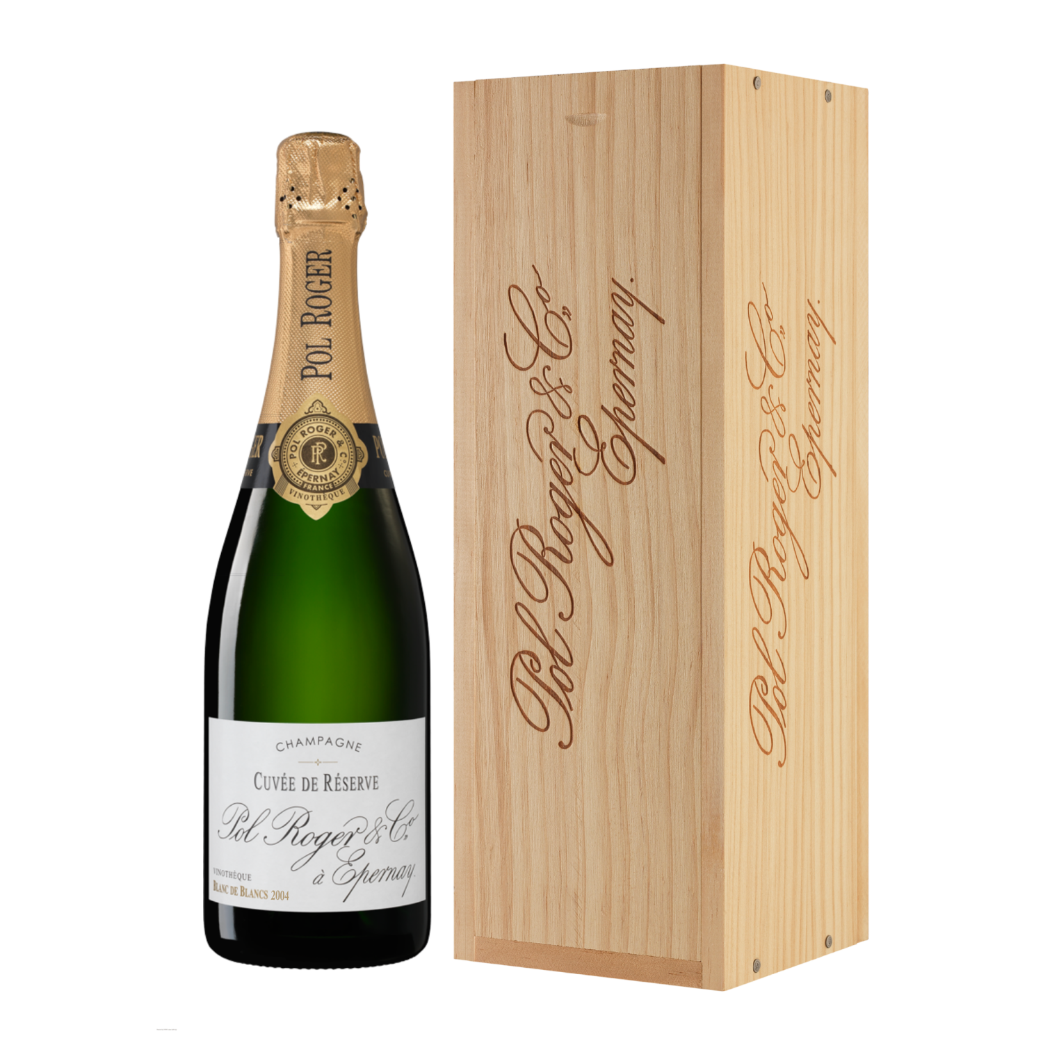 Pol Roger Blanc de Blancs Cuvee de Reserve Vinotheque 2004 - Wood Gift Box