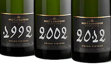 Moet & Chandon Grand Vintage Trilogy 1992 2002 2012  - Wood Gift Box