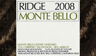 Ridge Vineyards Monte Bello 2008 - No Gift Box